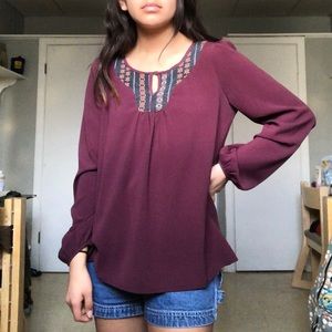 Maroon Long Sleeve Blouse